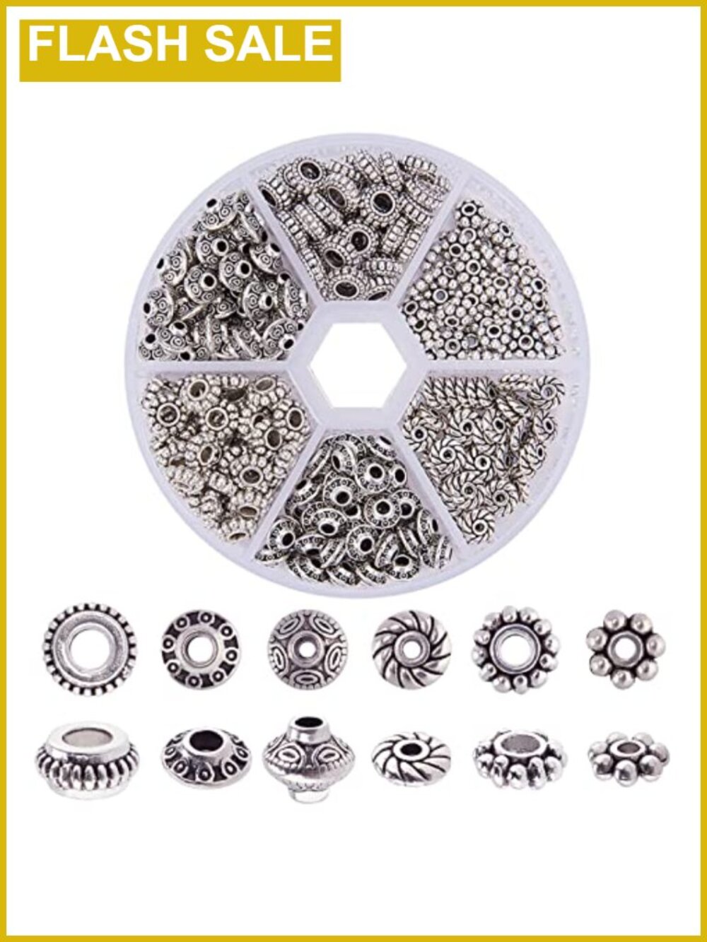 Antique Silver Zinc Alloy Spacer Beads 300pcs DIY Jewelry Making Kit